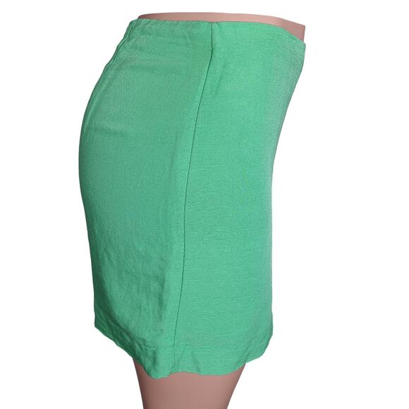 🍒 H&M Mini Skirt Fully Lined Size 6 Green Side Zipper and Side Front Slit - Picture 5 of 7
